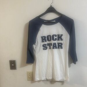 Women's Rock Star Long Sleeve Tee - White and Blue